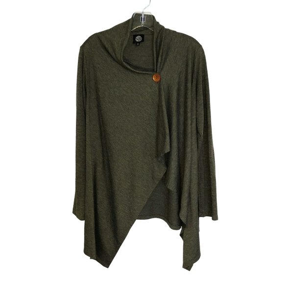 bobeau Sweaters - Bobeau Shawl Collar Cardigan Asymmetrical Knit Drape Front One Button Wrap Sz M